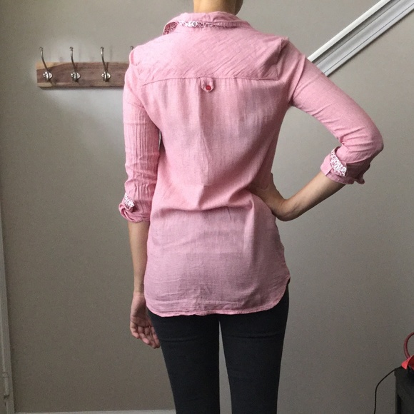 Zara Longsleeve Button-down Red Tunic With Pockets - Picture 10 of 15